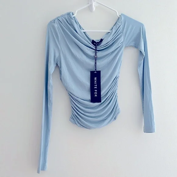 WHITE FOX BOUTIQUE BEST OF LUCK LONG SLEEVE TOP 
BABY BLUE - Picture 2 of 3